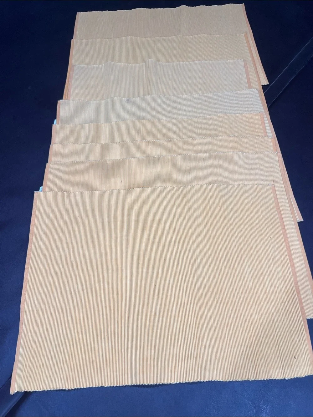 Pottery Barn 100% Cotton Ribbed Reversible Rectangular Placemats 8 orange